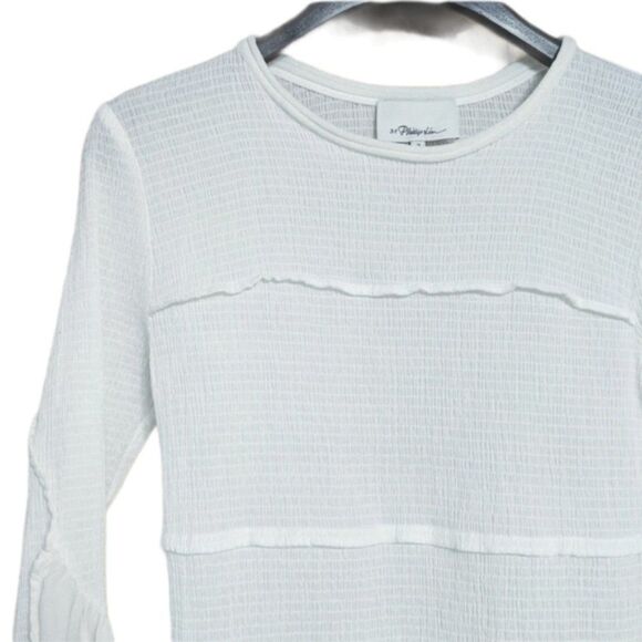 3.1 PHILLIP LIM White Crepe Silk Frill Peplum Top 2 - Picture 3 of 12
